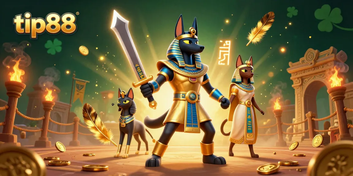 Engage with tip88's thrilling gaming experience as ancient warriors battle amidst gold coins and roaring flames.