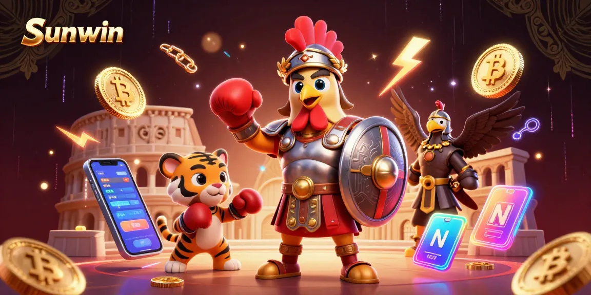 Experience thrilling wins at Sunwin with our vibrant casino battles featuring a gladiator rooster.
