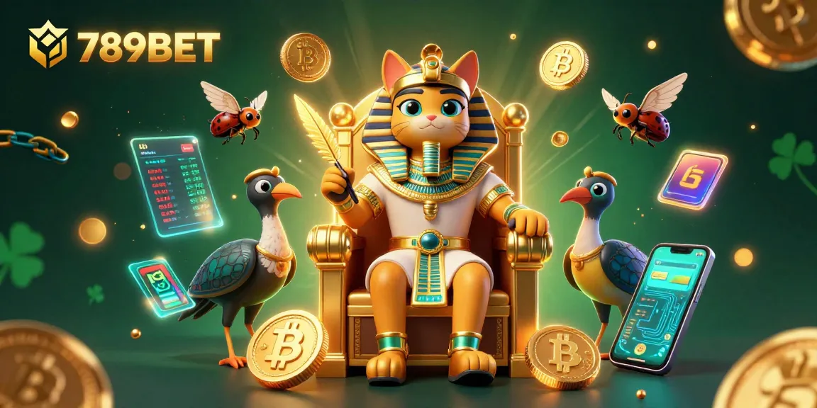 Engage with 789BET through an enchanting casino scene featuring Egyptian symbols and crypto elements.