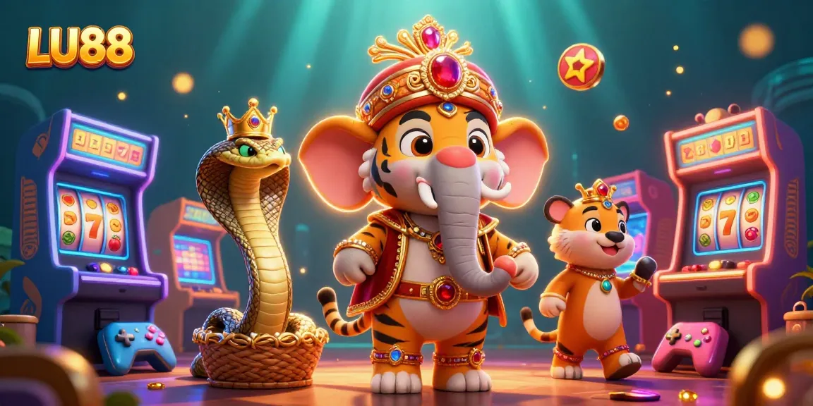 Join LU88's exciting gaming world with vibrant slot machines and rich casino elements.