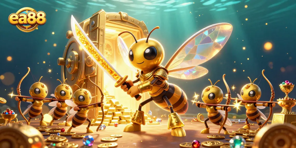 Engage in thrilling gameplay with ea88 at this vibrant casino scene featuring a hornet samurai.