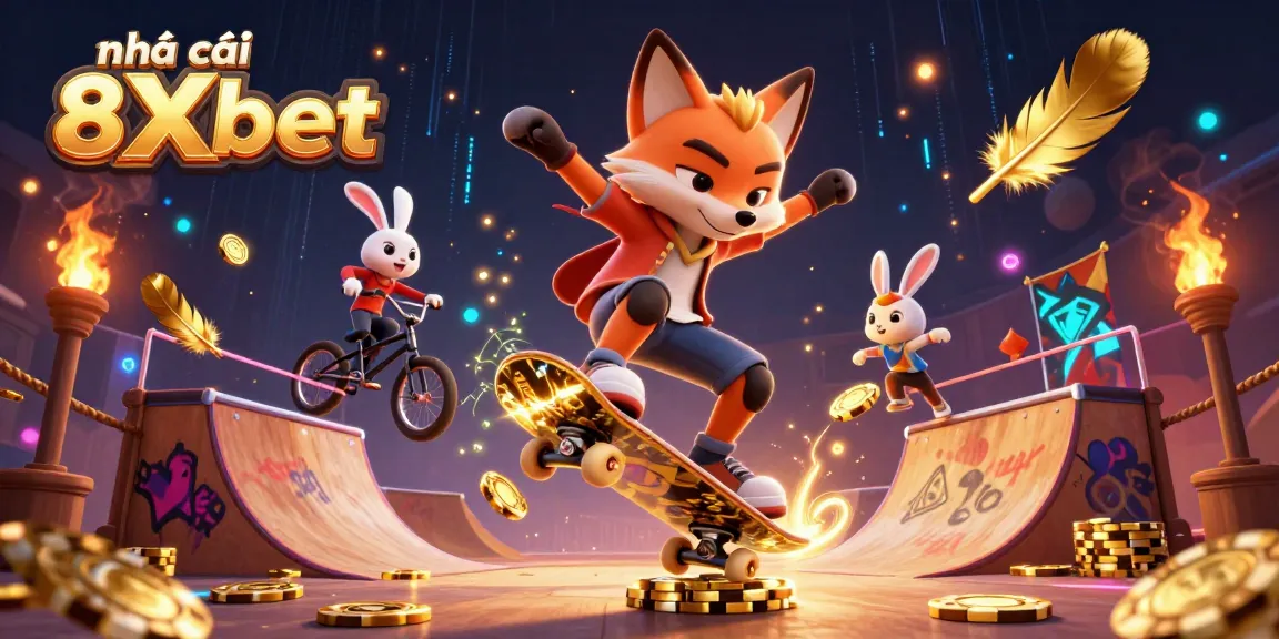 Experience thrilling gambling action with nhà cái 8Xbet in this vibrant 3D illustration.