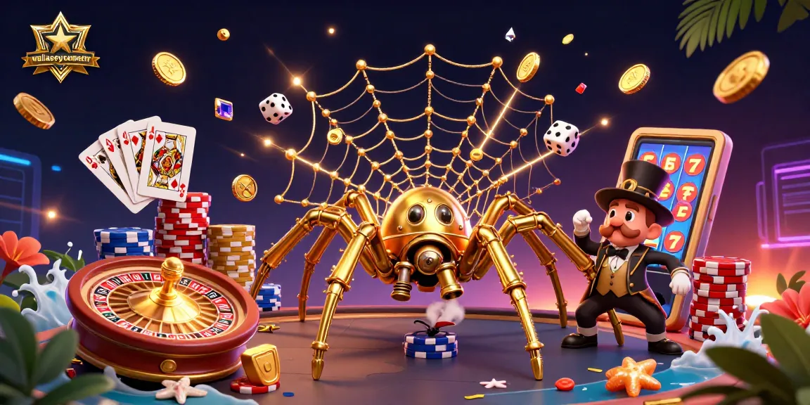 Experience the thrill of wallaseycemetery with a golden spider and charming fly in an exhilarating casino scene.