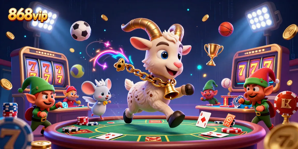 Experience the thrill of 868vip in this festive 3D casino scene with vibrant characters and dynamic game elements.